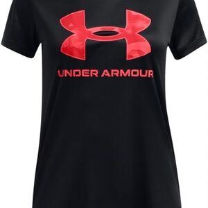 Under Armour Women's Tee with Red Logo on Black